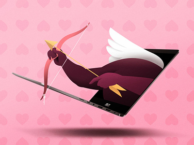 Valentine's day art asus computer content design cupid design facebook illustration laptop mexico technology valentine vector