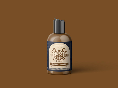 CHOPS Beard Balm - Lone Wolf Bottle axes beard beard balm branding label label design logo packaging skull wolf