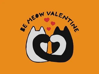 Be Meow Valentine card cats design heart illustration love meow print typography valentine vector