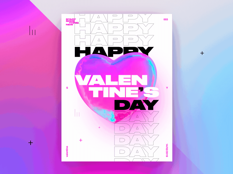 Poster #3 art c4d cinema 4d color gradien graphic deisgn motion motion art poster typorgraphy valentine valentine card valentine day