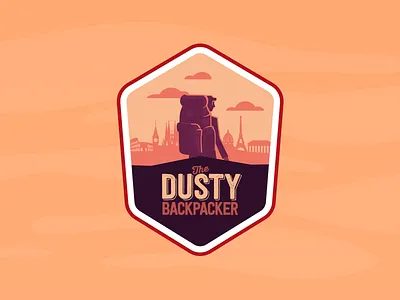 Dusty Backpacker coffee label europe illustration orange