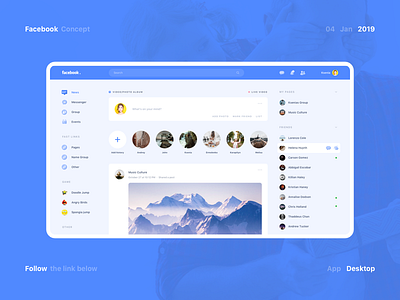 Facebook 2019 : App & Site 2 2019 destop facebook interface new photoshop site sketch social ui ui 100