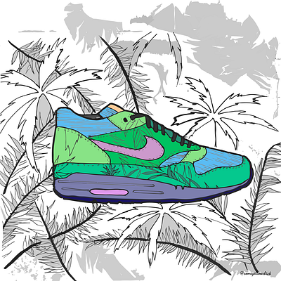 Air Max Jungle Theme airmax1s am1 design graphic illustration jungle nike nike air nike air max palm leaves vector vector art