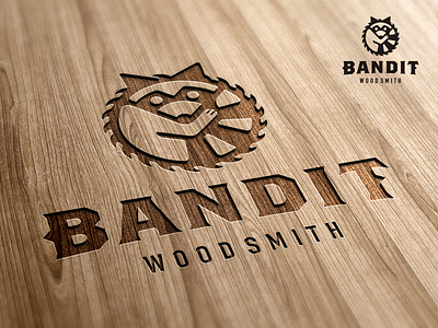 Bandit Woodsmith_drib animal carpenter carpentry craftsman designwisely logo mikebruner raccoon sawblade woodsmith