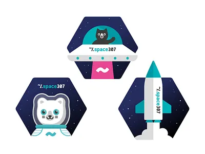 Space307 stickers branding corporate icon illustraion logo space sticker vector