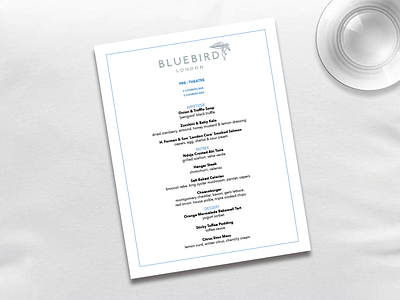 Bluebird Menu - Design Challenge adobe branding design design challenge graphic design indesign logos marketing menu nyc nycbrandingagency photoshop ux design