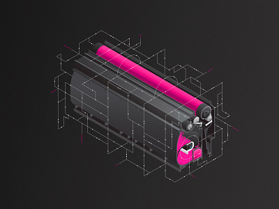 HP Toner Science illustration isometric vector