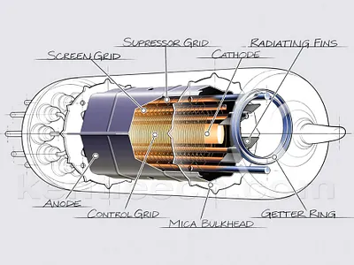 Vacuum tube cutaway exploded view illustration illustration cut away science scientific illustration technical illustrator technology