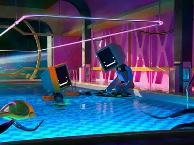 Robot Love 02 3d animation c4d character cute design illustration lowpoly valentine