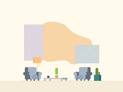 Lounge chair comfy design furnishing illustration interior design living room plant room scene table vector
