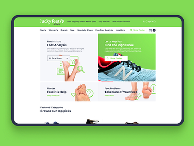 LuckyFeet Header redesign ui ux web