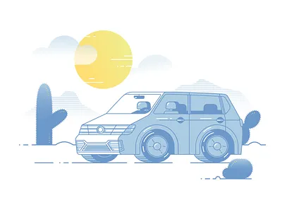 Cool desert blue desert duotone flat illustration monochrome