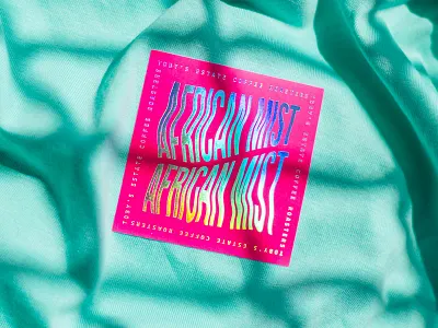 African Mist african mist distorted type foil holographic lettering sticker