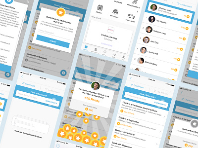Socio - Gamification Feature Screens app challenges coin design earn event gamification gaming app gold leaderboard mobile points socio