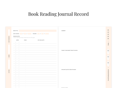 Book Reading record book reading record design layout record record journal track