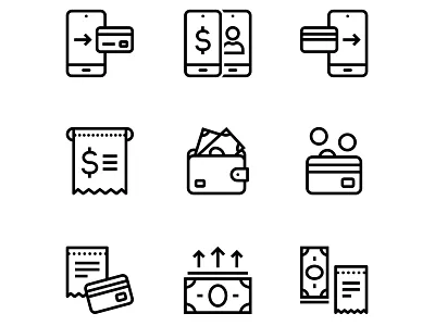 Payment, money, finance, card and cash icons set 2 banking business card cash check coin commerce credit currency debit design finance icon icons interface mobile money wallet