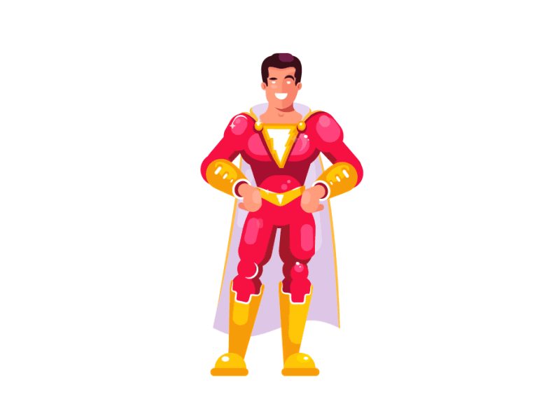 SHAZAM! Transformation 2d animation boy character dance flat gif guy happy looped shazam transformation