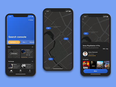 Search console (concept app 1) app booking concept console dark games rent search ui ux