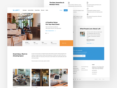 Loft Homepage version 3 clean coworking creative design designer flat homepage landingpage layout material simple ui web web design website