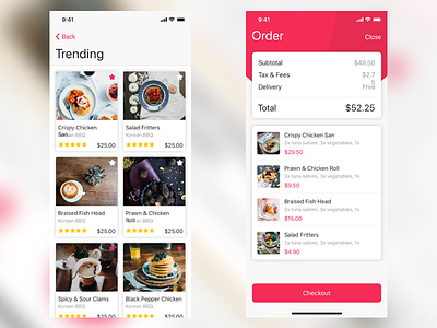 An Ordering Application app design ui