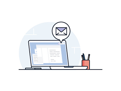 Email Push Notification email illustration laptop mail notification pencils phone push notification ui illustration