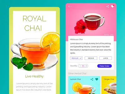 Online Tea herbal curcumin ayurvedic tea mobile app mobile app design mobile application design mobile ui online tea shop order tea online