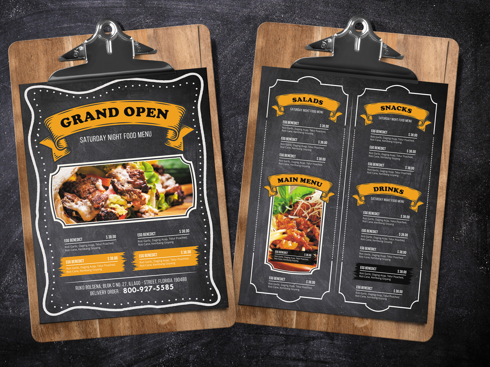one page menu