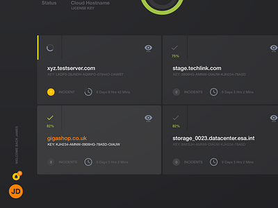 Cloud management web app cards ui cloud app dashboard ui grid layout stats ui