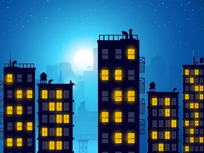 Me and Moon - illustration graphicdesign illustration lanscape night vector