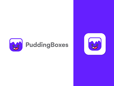 Puddingboxes branding character design food food and beverage icon illustration logo pudding typography vector