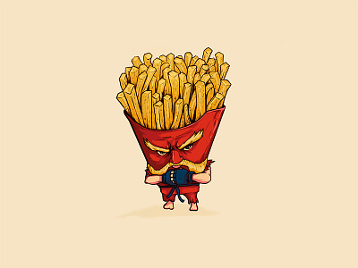 French Fries Paul Phoenix art design digital 2d dribbble fun art illustration tekken