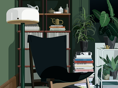 SPACE green home illustration illustrator plant，decoration，interior room