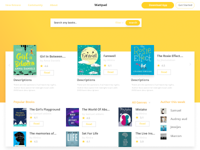 Redesign Wattpad Explorations design developement dribbble explorations interaction design layoutdesign mobileweb reading ui ui designer uidesign uiuxdesign uiuxdesigner user interface ux ux designer wattpad web website website concept