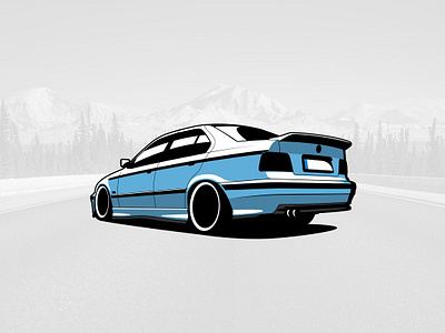 BMW E36 Illustrated art artwork auto automobile automotive bmw branding car design digital drawing drive e36 graphic graphicdesign illustration logo logotype vector