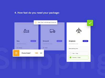 Shipment - UI Elements blue clean concept design digital flat icons kit minimal modern package post process send shipment shipping system ui web webdesign