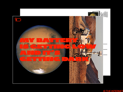 rest in peace brutalism brutalist mars opportunity postcard red robot rover type typography