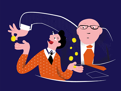 #048 Donation 2dcharacter black boss business design digitalillustration donation dribble flat glasses illustration money payment salary vector work worker