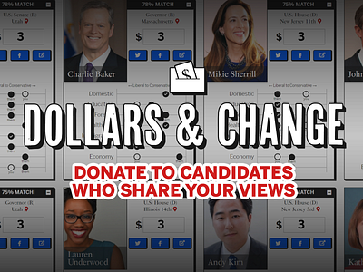 Candidates by the Issues: Dollars & Change branding politics ui ux web