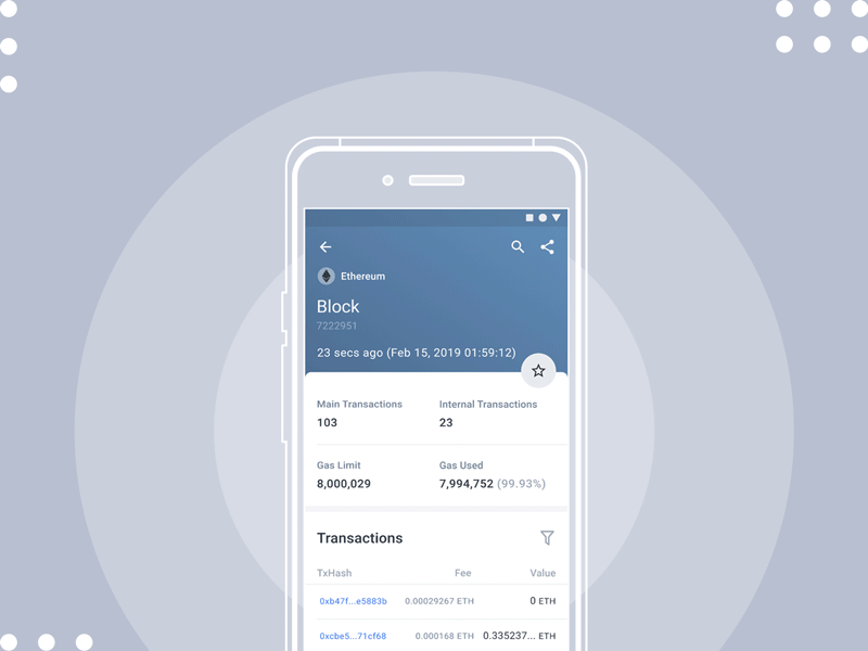 Blockchain scaner / App animation android app application blockchain gif principle scanner scroll transactions