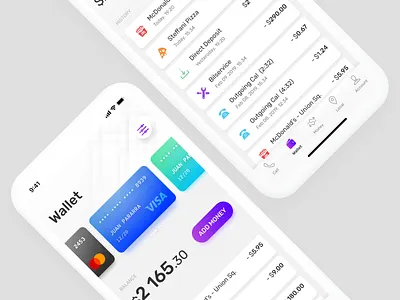 Wallet Tab card finance history ios iphonex mobile transactions ui ux wallet