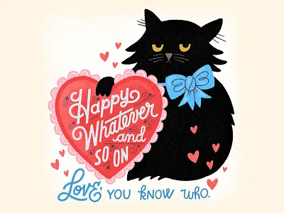 A Very Peppy Valentine card cat cat illustration hand lettered lettering valentine vintage