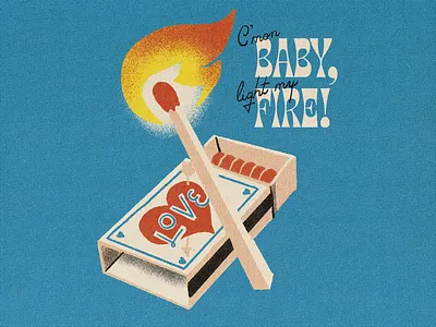 A little valentines action for the love of my life. drawing fire flame halftone love match texture valentine