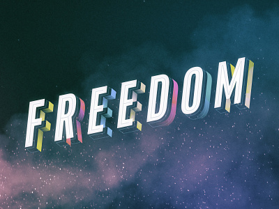 Freedom Key Art 3d dimensional layered lettering students type typogaphy