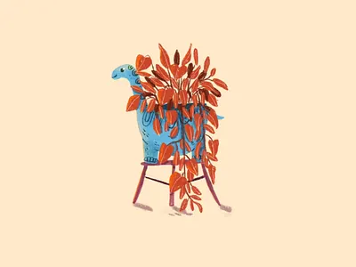 Dino plant pot animal art children art children illustration dinosaur draw editorial illustration flowers illustration illustrator plant plant illustration plants