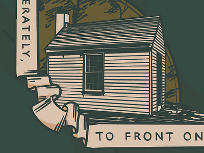 Thoreau WIP cabin concept design drawing illustration illustrator landscape poster art vector wip