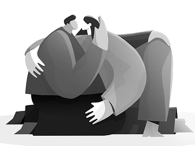 Hug blackandwhite couple cute digital illustration digital painting editorial illustration hug illustration kiss lisa prantl lisamariarosa love simplified valentine valentines day vienna woman womans