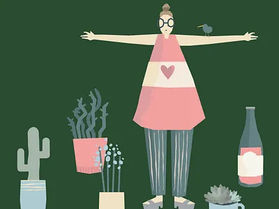 All my plants cactus girly illustration plants simple wine