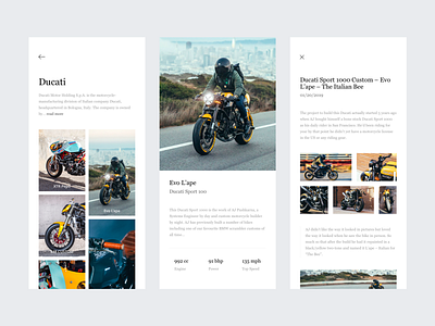 Ducati Showcase Exploration ducati editorial minimal mobile motorcycle photography typography