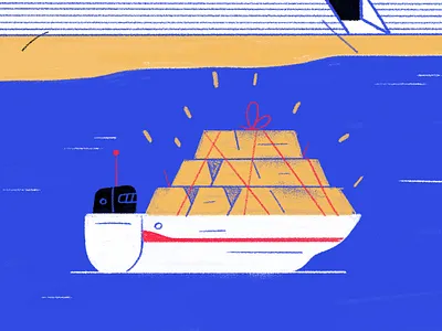 Gold Boat boat gold illustration san francisco sea water