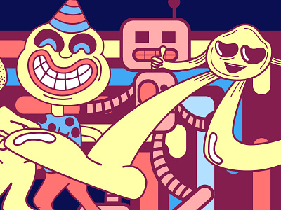 Running Doods adobe illustrator clown colorful dood illustration popular robot run running thumbs up